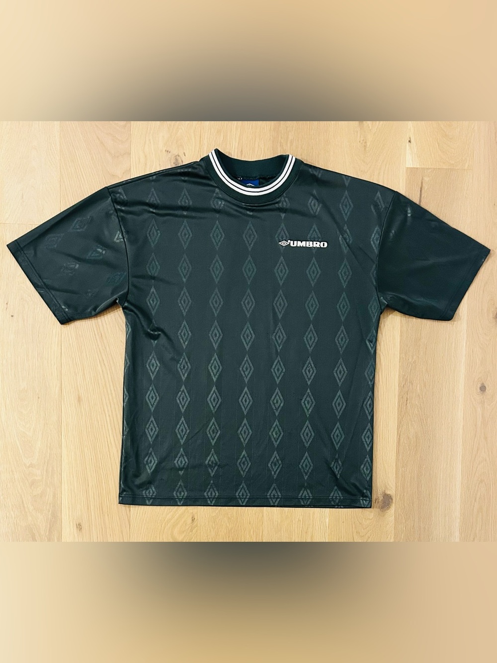 Vintage 90s Umbro Diamond Monogram Jacquard Forest Green Soccer Jersey